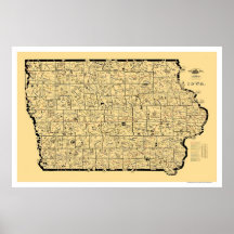 Iowa Railroad Map 1897 Posters