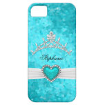 iPhone 5 Princess Silver Tiara Teal Bejeweled iPhone 5 Case