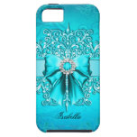 iPhone 5 Teal Blue Aqua Diamond Jewel Bow Image iPhone 5 Cases