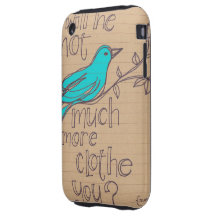 iPhone Case: Bluebird Illustrated Scripture Art Tough iPhone 3 Covers