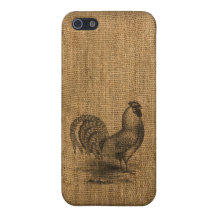 iPhone Case Rustic Burlap Rooster iPhone 5 Cover
