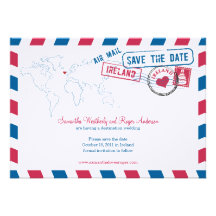 Ireland Air Mail Wedding Save The Date Invitations