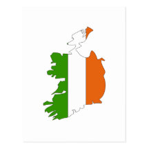 Ireland flag map post cards