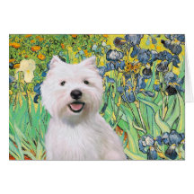 Irises - Westie 2 Greeting Cards