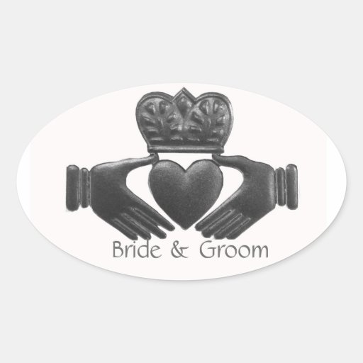 Irish Claddagh Love Symbol Oval Stickers