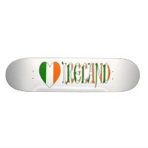 Irish Flag Heart & Word Ireland Skate Board Deck