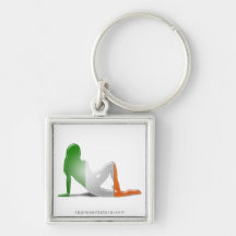 Irish Girl Silhouette Flag Key Chains