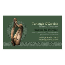 Irish Harp Business Cards, Style 2, Horizontal