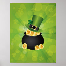 Irish Pot of Gold Coins Poster