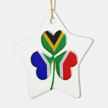 Irish Shamrock with South African Flag Christmas Tree Ornament