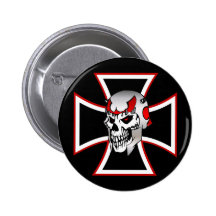 Iron Cross Skull pinback button