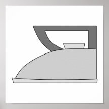 Iron illustration. Grey and Black on White. Print
