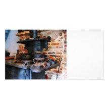 Irons Heating on Stove Customized Photo Card