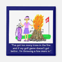 Irons in the Fire Golf Cartoon Magnet