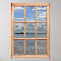 Island and Ocean View from a Window Poster