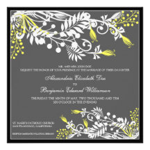 Island Floral (lemon) Elegant Wedding Invitation