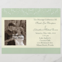 Island Green  Tropical Vines Wedding Programs Flyer Design