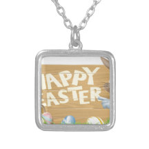 Isolated Happy Easter Bunny Pendants