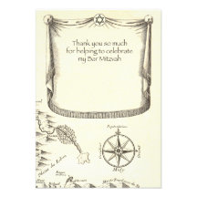 Israel Antique Map Benjamin Bar Mitzvah Thank You Custom Announcement
