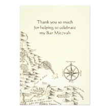 Israel Antique Map Benjamin Bar Mitzvah Thank You Personalized Invites