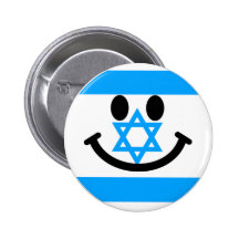 Israeli flag smiley face pin
