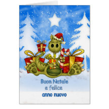 Italian Christmas Card - Cute Dragon - Buon Natale