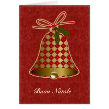 Italian Christmas Card with bell and holly