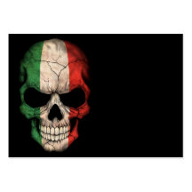Italian Flag Skull on Black Business Cards