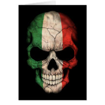 Italian Flag Skull on Black Greeting Cards