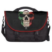 Italian Flag Skull on Black Laptop Commuter Bag