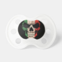 Italian Flag Skull on Black Pacifier