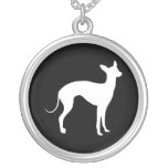 Italian Greyhound White on Black Pendant