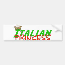 Italian Princess With Crown Bumper Sticker