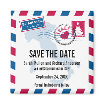 Italy Air Mail Wedding Save the Date Fridge Magnets