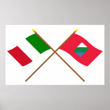 Italy and Abruzzo crossed flags Posters