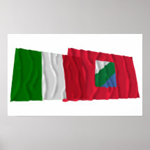 Italy and Abruzzo waving flags Posters