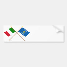 Italy and Calabria crossed flags Bumper Stickers