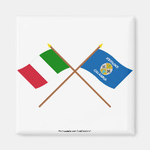 Italy and Calabria crossed flags Refrigerator Magnets