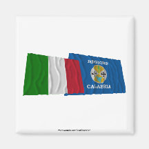 Italy and Calabria waving flags Fridge Magnets