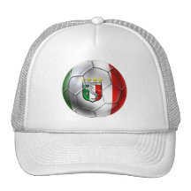 Italy Forza Azzurri Calcio Soccer Ball flag Trucker Hats