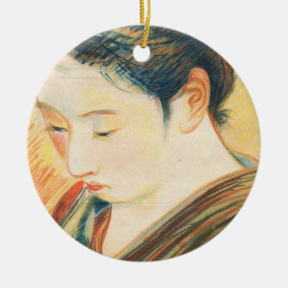 Ito Shinsui Sketch of Bijin kapanese portrait art Round Ceramic Decoration - ito_shinsui_sketch_of_bijin_kapanese_portrait_art_round_ceramic_decoration-r788eec70878744cdbab7669a6e3ce9fd_x7s2y_8byvr_324