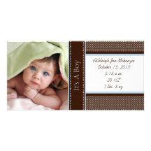 It's A Boy-Photo Card Stats Deep Brown Blue Dots