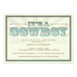 It's a Cowboy Country Baby Shower Blue Invitation