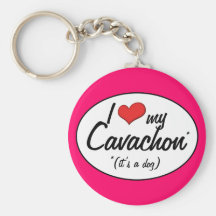 It's a Dog! I Love My Cavachon Keychain