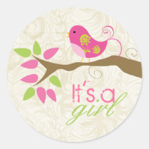 It's a girl Baby Announcement Envelope Seal Round Stickers