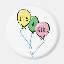 It's A Girl Balloons Fridge Magnet