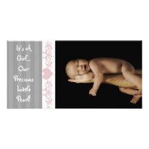 It's A Girl... Our Precious Little Pearl Custom Photo Card