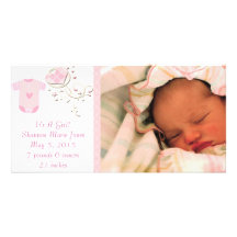 It's A Girl Pink Argyle Cute New Baby Announcement Personalised Photo Card