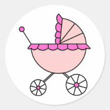 It's A Girl! Pink Baby Carriage Stickers