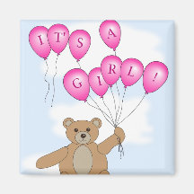 It's a Girl Teddy Bear Magnet